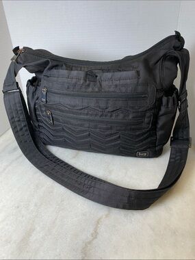 Lug Camper Black Quilted Front Pocket Messenger Bag